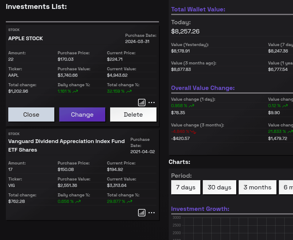 Track portfolio updates screenshot Track portfolio updates screenshot