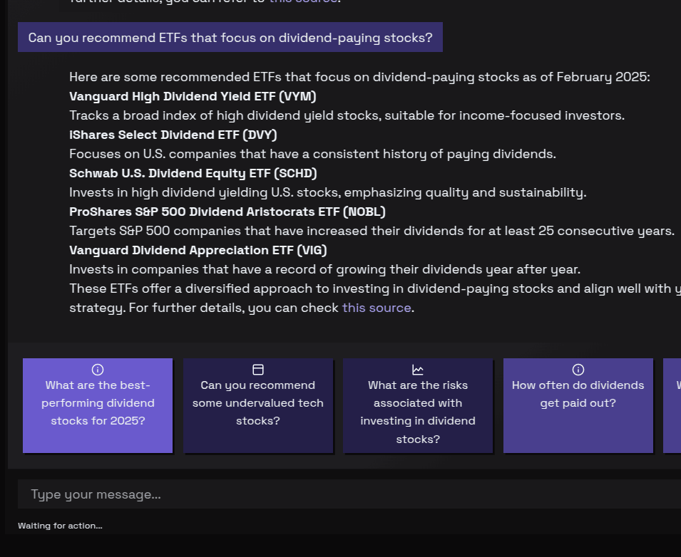 AI investment suggestions screenshot AI investment suggestions screenshot